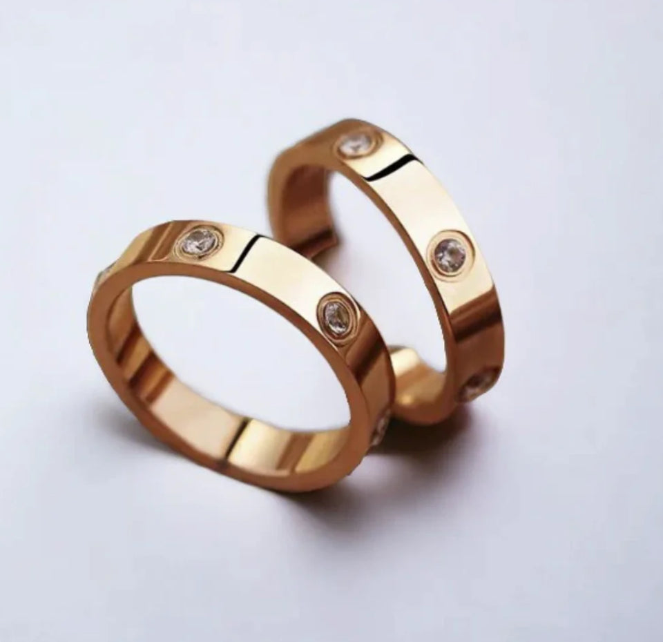 18k gold plated diamond love ring