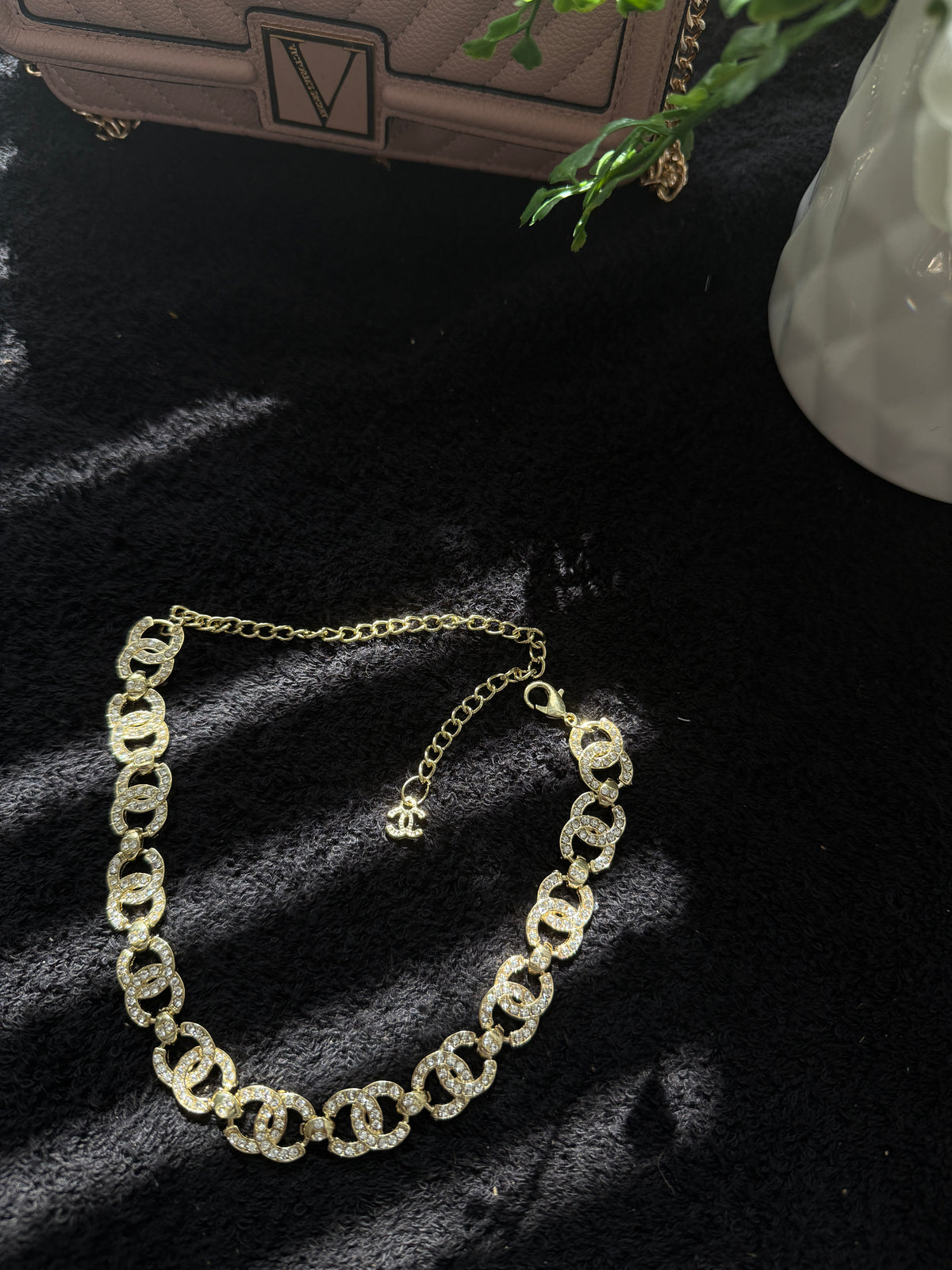 CC gold diamond necklace