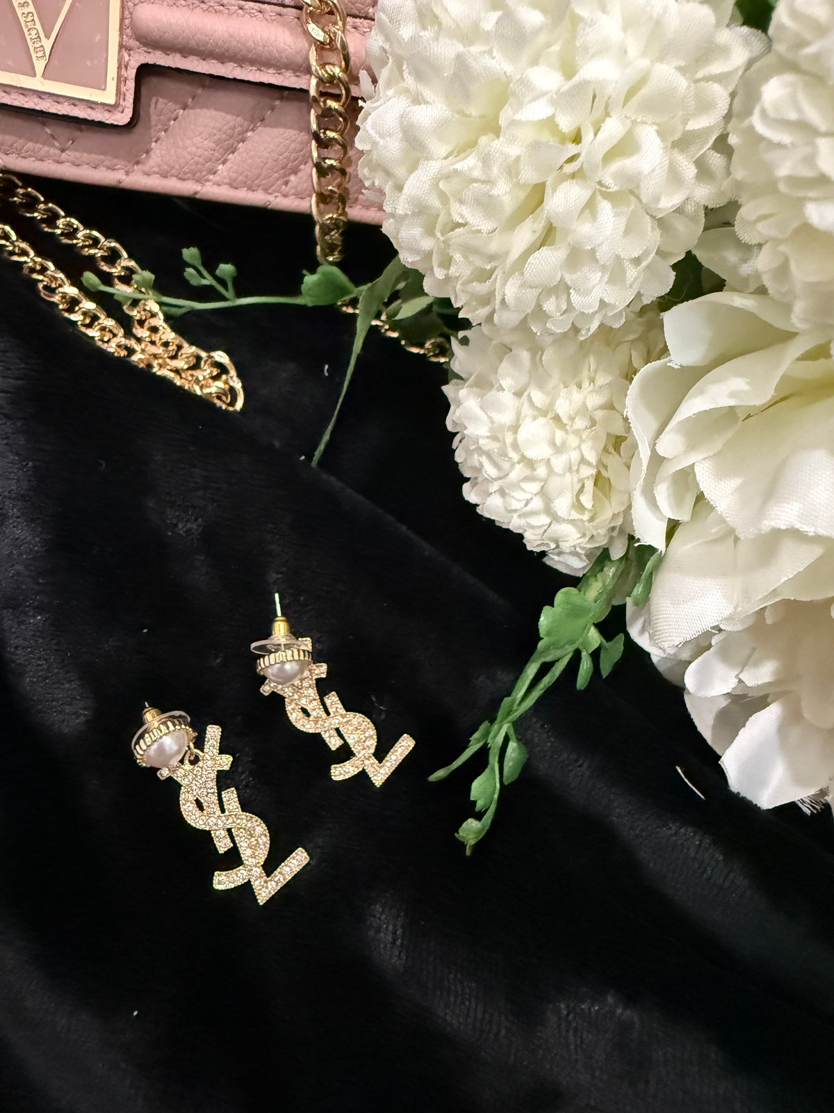 YY gold plated pearl earrings