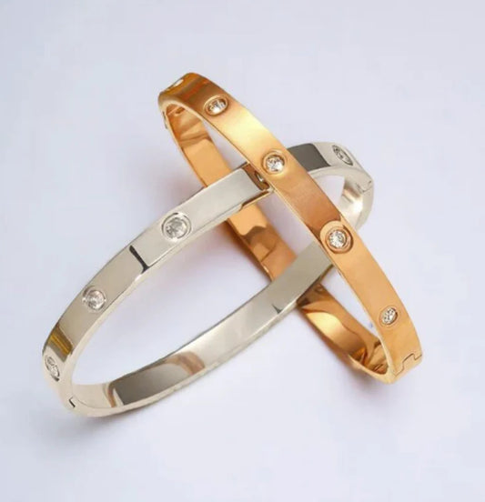 18k gold plated diamond love bracelet