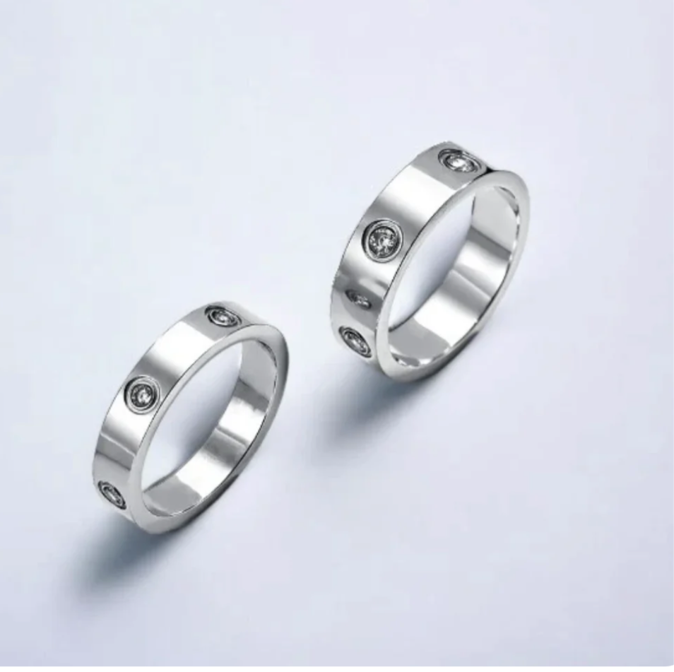 18k gold plated diamond love ring