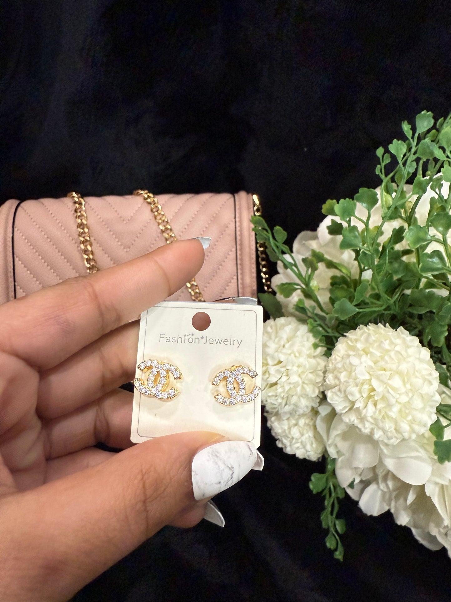 Double C gold plated with zircon