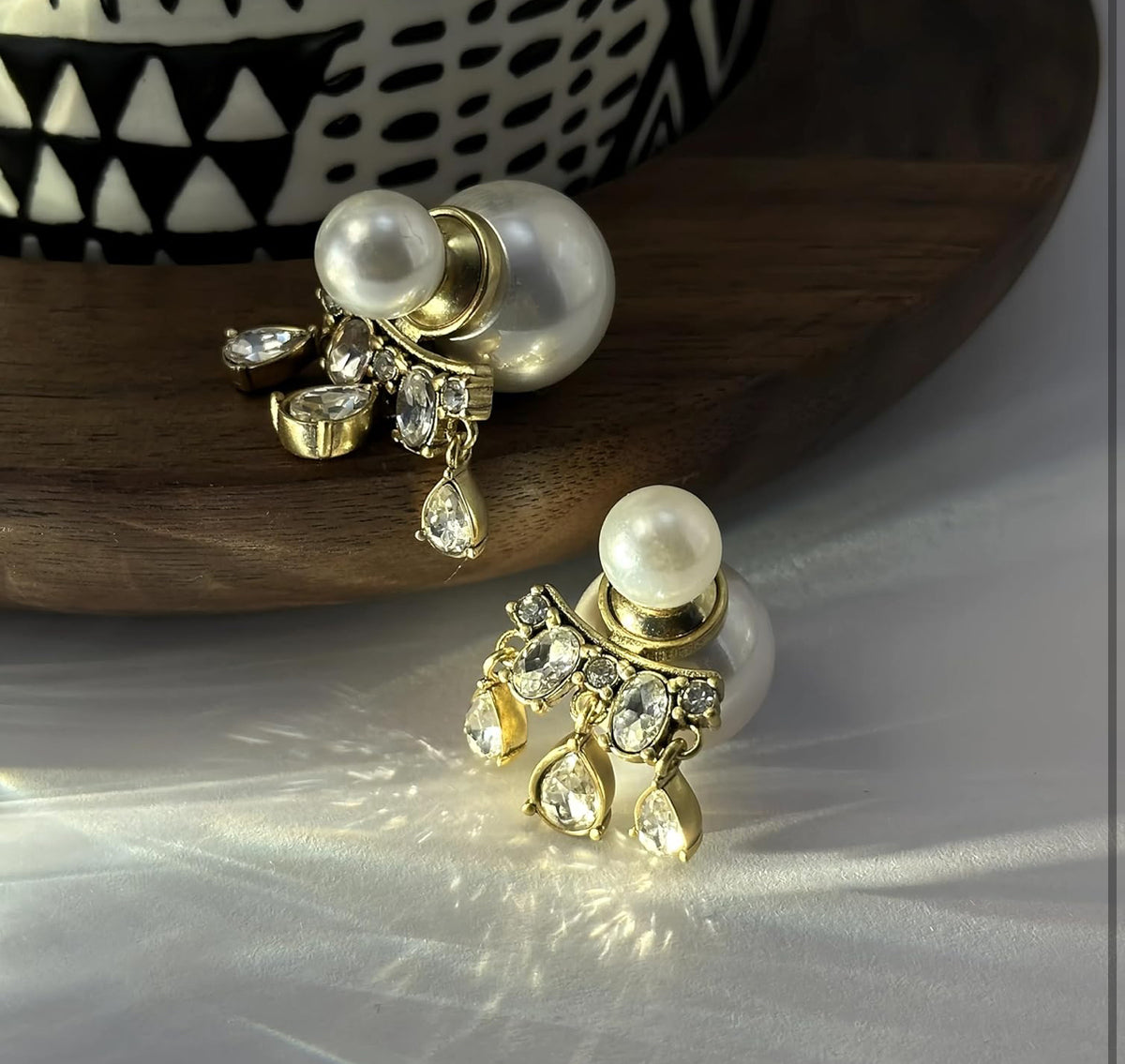 C D tear drop earrings with premium packaging