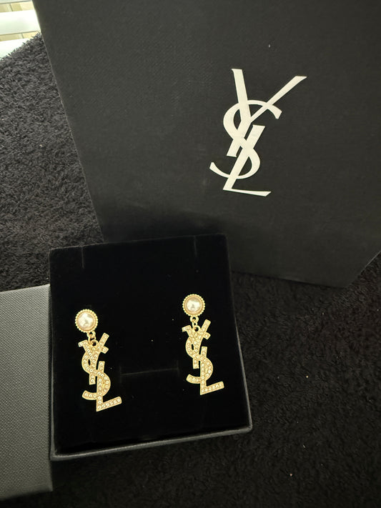 YY gold plated pearl earrings