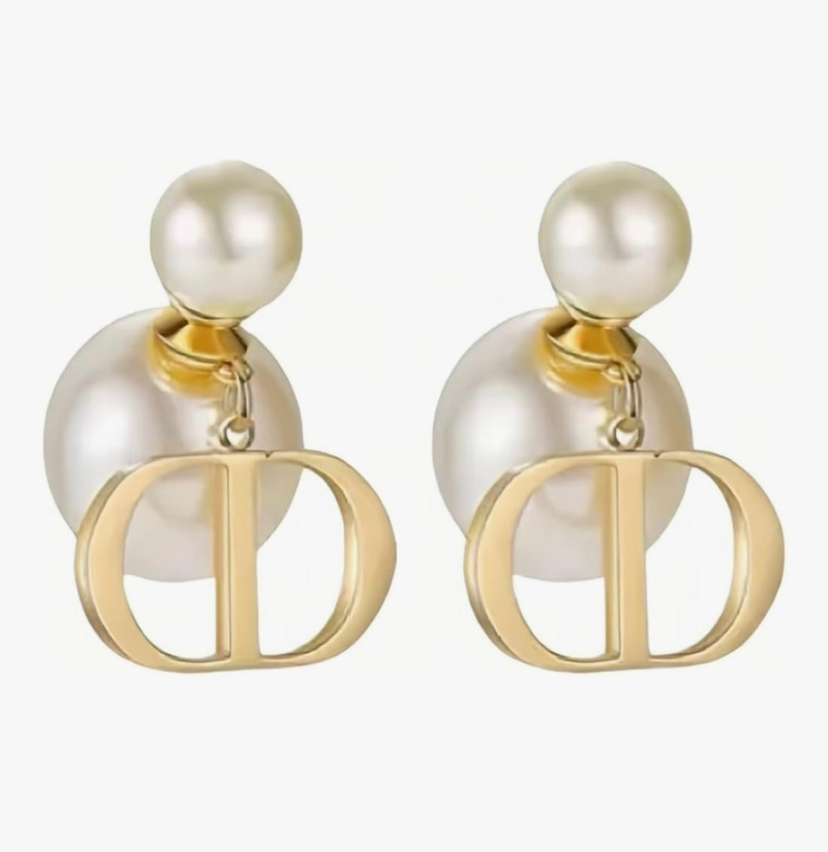 C D pearl earrings with premium packaging
