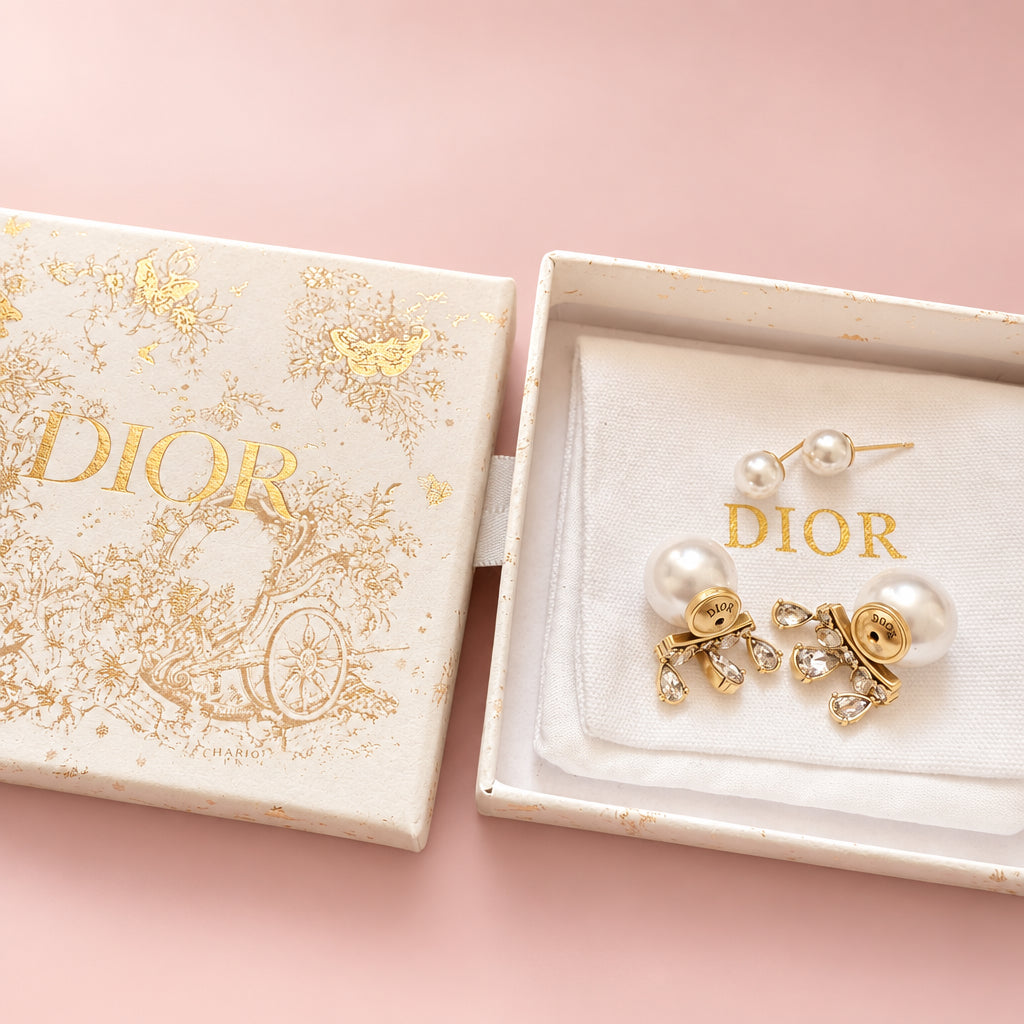 C D tear drop earrings with premium packaging