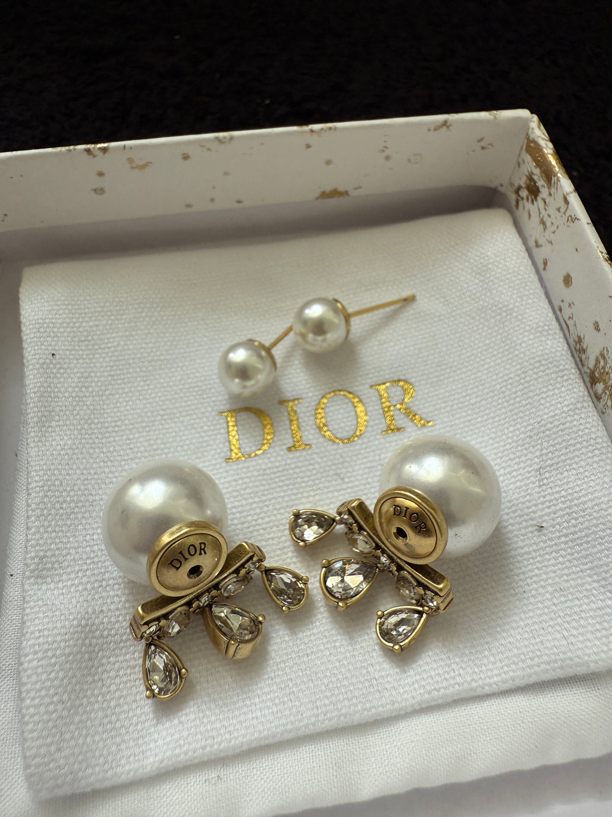 C D tear drop earrings with premium packaging