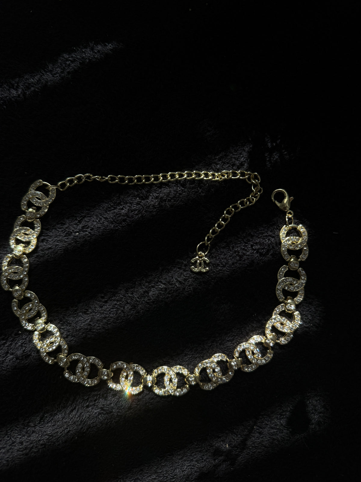 CC gold  diamond necklace