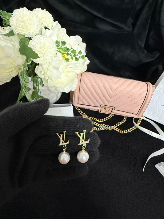 LV earrings with pearl