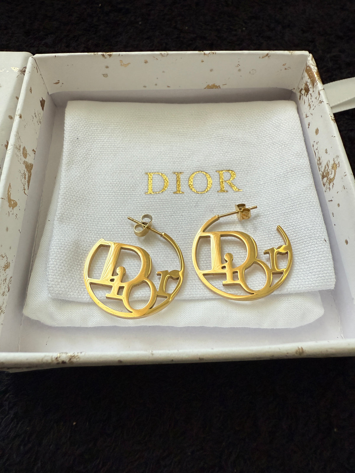 C D hoops in 18 gold plated